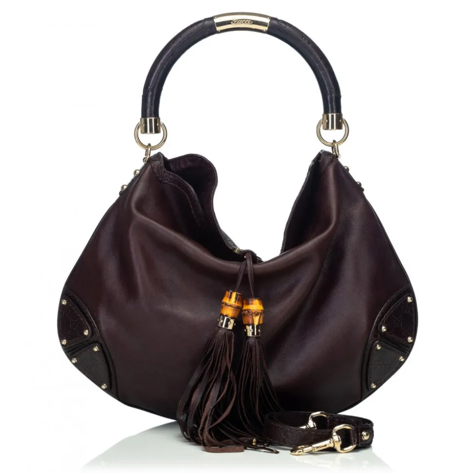 Gucci Vintage - Leather Indy Satchel Bag - Black - Leather Handbag - Luxury High Quality - Avvenice