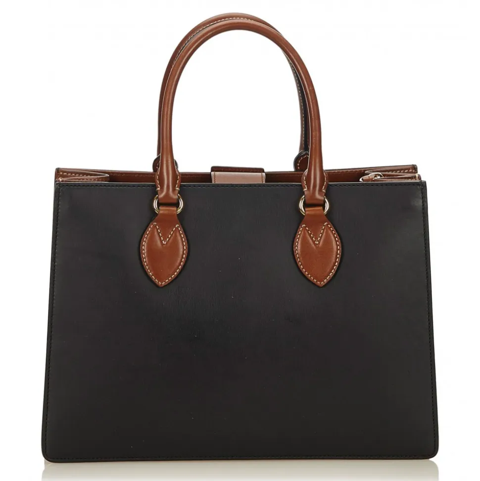 Gucci Vintage - Leather Linea a Satchel Bag - Black Brown - Leather Handbag - Luxury High Quality - Avvenice