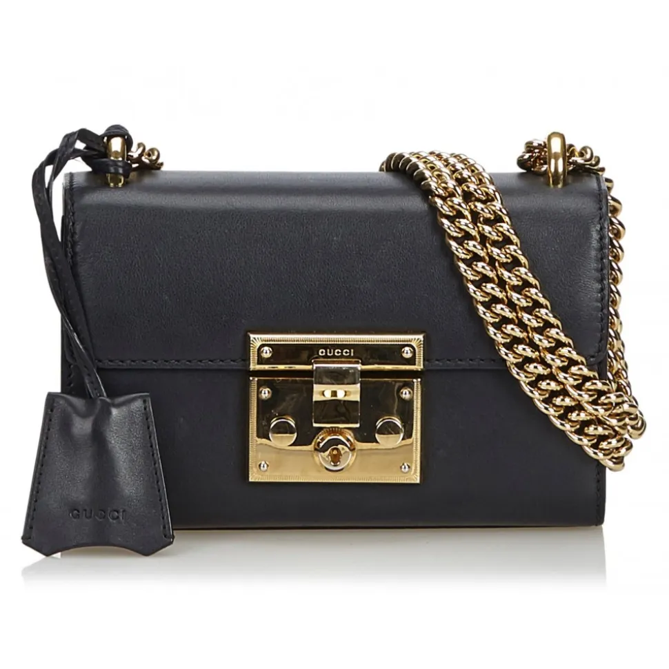 Gucci Vintage - Leather Small Padlock Shoulder Bag - Black - Leather Handbag - Luxury High Quality - Avvenice