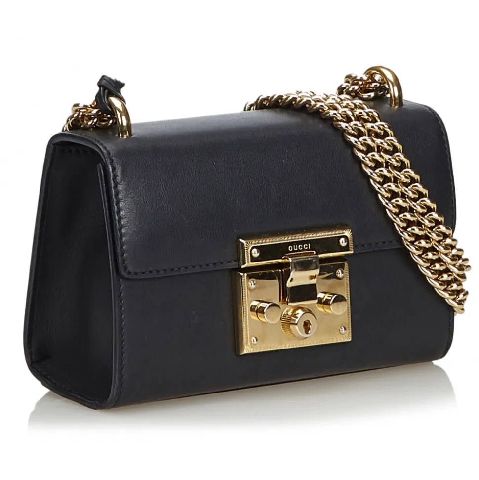Gucci Vintage - Leather Small Padlock Shoulder Bag - Black - Leather Handbag - Luxury High Quality - Avvenice