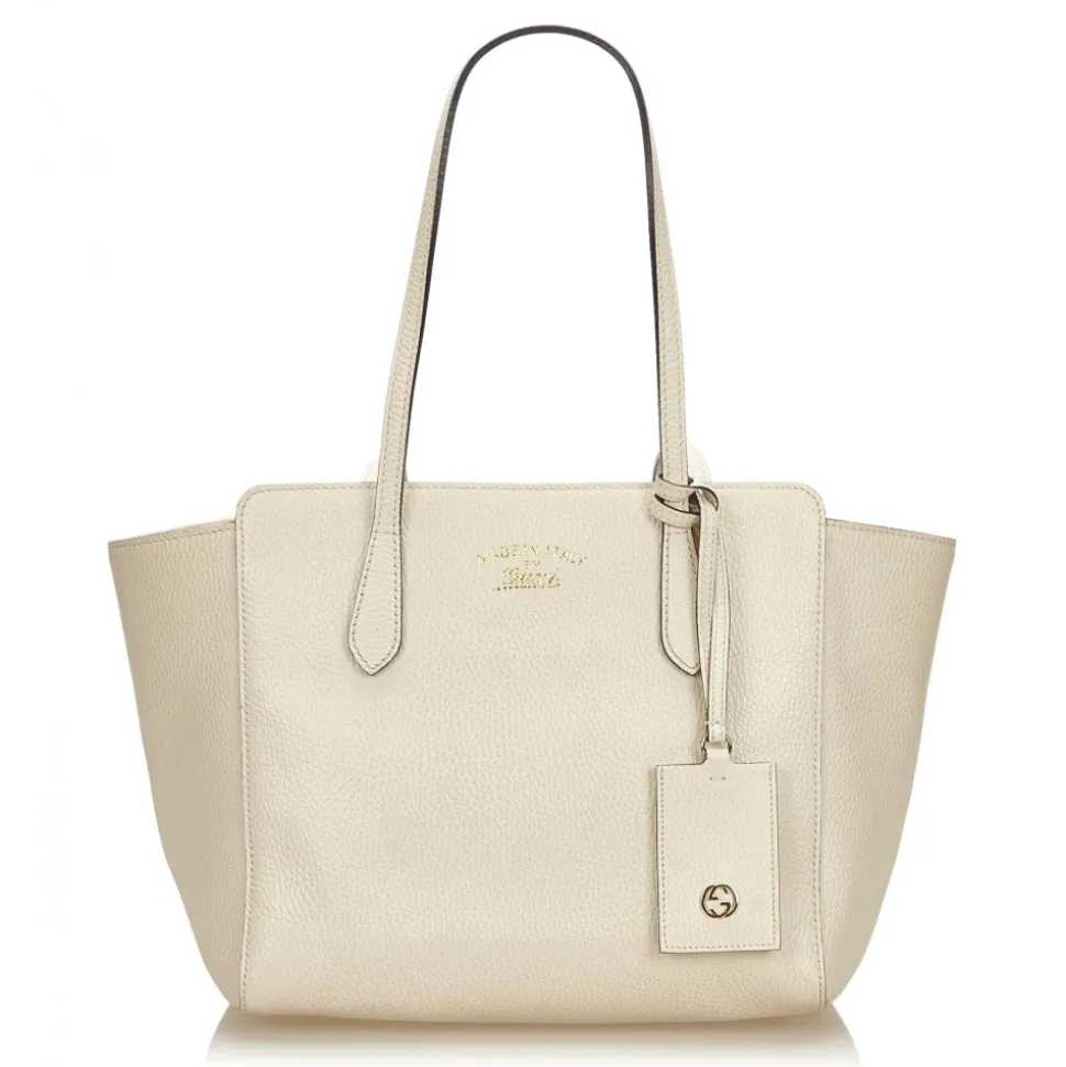 Gucci Vintage - Leather Swing Tote Bag - White - Leather Handbag - Luxury High Quality - Avvenice