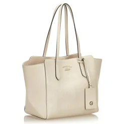Gucci Vintage - Leather Swing Tote Bag - White - Leather Handbag - Luxury High Quality - Avvenice