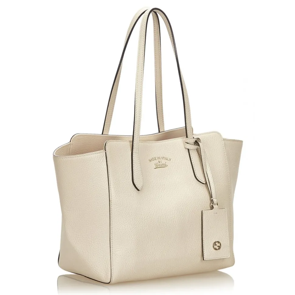 Gucci Vintage - Leather Swing Tote Bag - White - Leather Handbag - Luxury High Quality - Avvenice