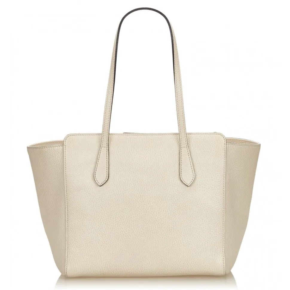 Gucci Vintage - Leather Swing Tote Bag - White - Leather Handbag - Luxury High Quality - Avvenice