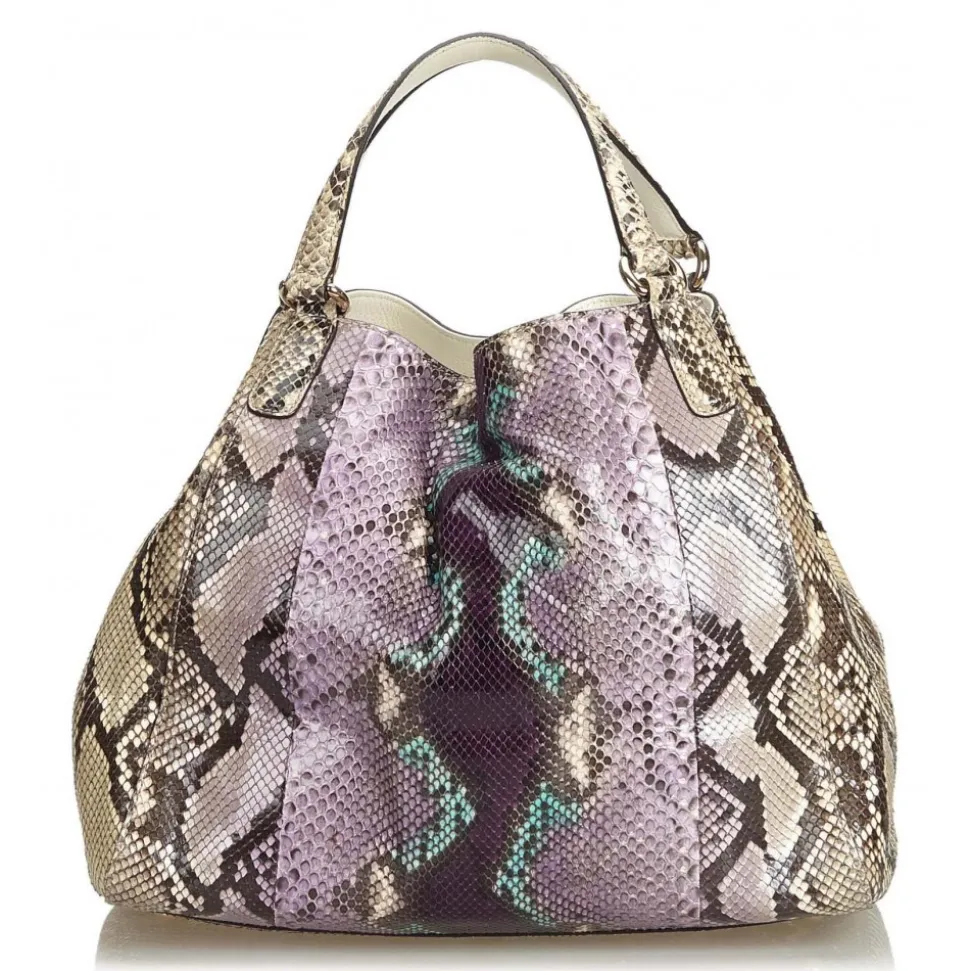 Gucci Vintage - Medium Python Soho Bag - Brown Beige Multi - Python Leather Handbag - Luxury High Quality - Avvenice