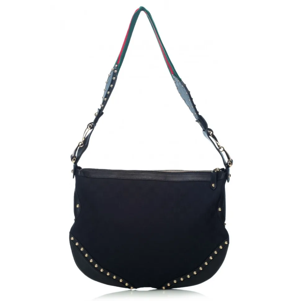 Gucci Vintage - Medium Studded Pelham Hobo Bag - Black - Leather Handbag - Luxury High Quality - Avvenice