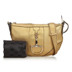 Gucci Vintage - Metallic Leather Horsebit Crossbody Bag - Gold - Leather Handbag - Luxury High Quality - Avvenice