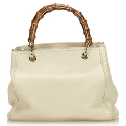 Gucci Vintage - Mini Bamboo Leather Shopper Bag - White Ivory - Leather Handbag - Luxury High Quality - Avvenice