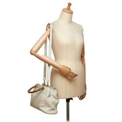 Gucci Vintage - Mini Bamboo Leather Shopper Bag - White Ivory - Leather Handbag - Luxury High Quality - Avvenice