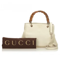 Gucci Vintage - Mini Bamboo Leather Shopper Bag - White Ivory - Leather Handbag - Luxury High Quality - Avvenice