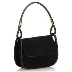 Gucci Vintage - Nubuck Leather Baguette Bag - Black - Leather Handbag - Luxury High Quality - Avvenice