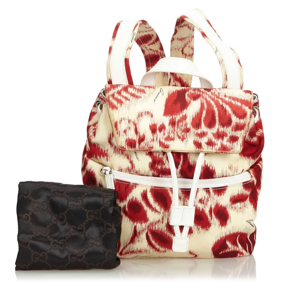 Gucci Vintage - Nylon Backpack - White Red - Leather Backpack - Luxury High Quality - Avvenice