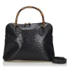 Gucci Vintage - Ostrich Bamboo Satchel Bag - Black - Leather Handbag - Luxury High Quality - Avvenice