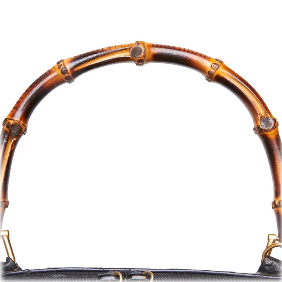 Gucci Vintage - Ostrich Bamboo Satchel Bag - Black - Leather Handbag - Luxury High Quality - Avvenice