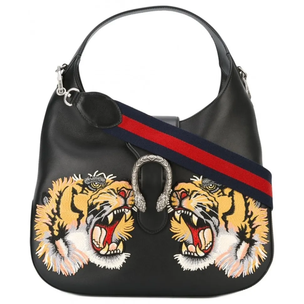 Gucci Vintage - Patched Leather Dionysus Satchel Bag - Black - Leather Handbag - Luxury High Quality - Avvenice