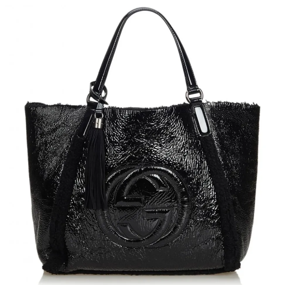 Gucci Vintage - Patent Leather Soho Cellarius Tote Bag - Black - Leather Handbag - Luxury High Quality - Avvenice