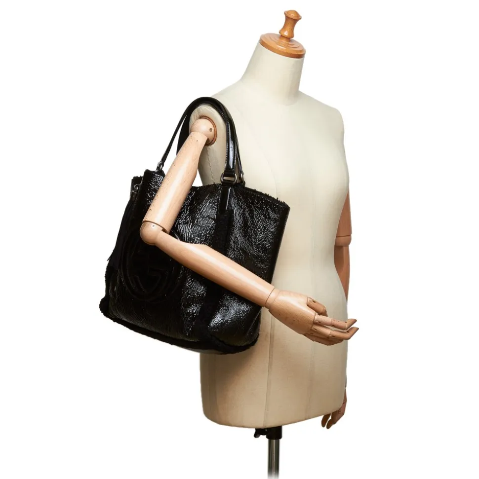 Gucci Vintage - Patent Leather Soho Cellarius Tote Bag - Black - Leather Handbag - Luxury High Quality - Avvenice