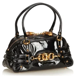 Gucci Vintage - Patent Leather Horsebit Wave Shoulder Bag - Black - Leather Handbag - Luxury High Quality - Avvenice