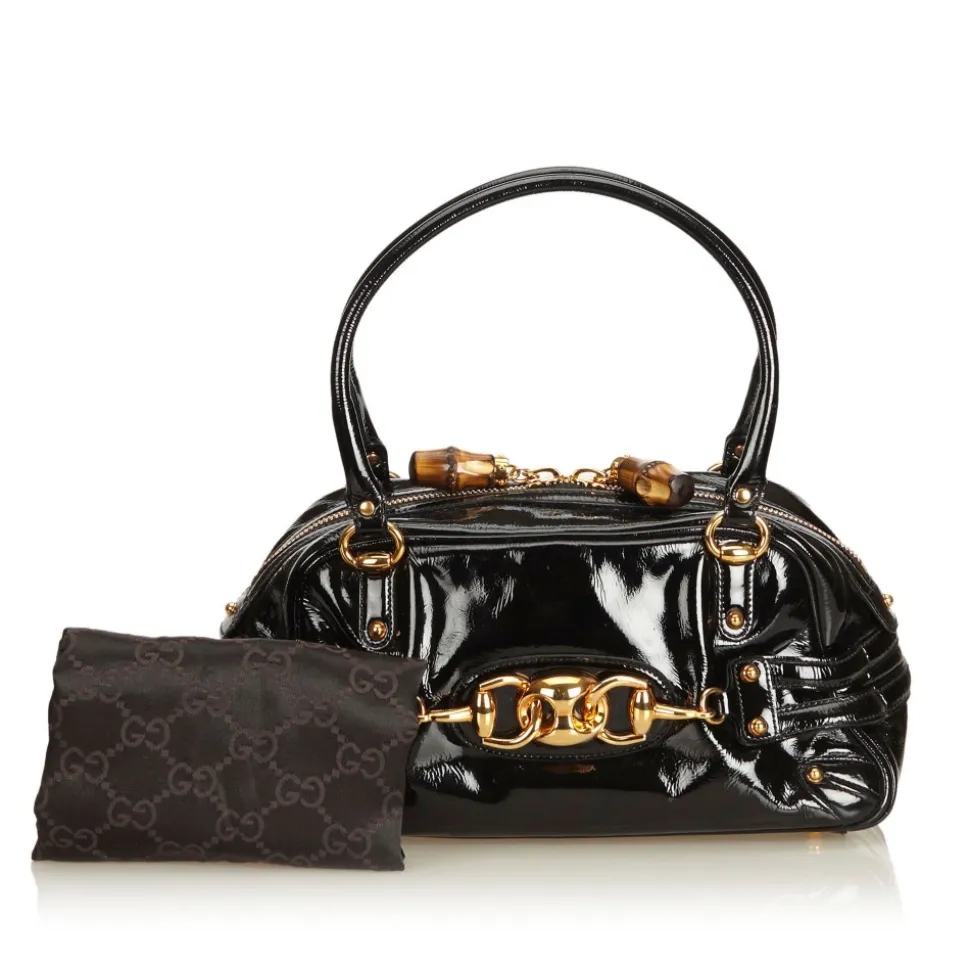 Gucci Vintage - Patent Leather Horsebit Wave Shoulder Bag - Black - Leather Handbag - Luxury High Quality - Avvenice