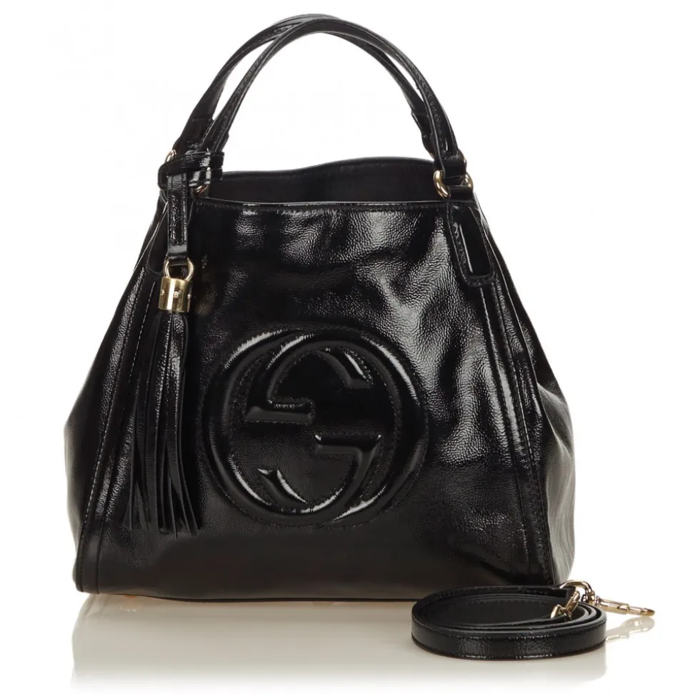 Gucci Vintage - Patent Soho Top Handle Bag - Black - Leather Handbag - Luxury High Quality - Avvenice