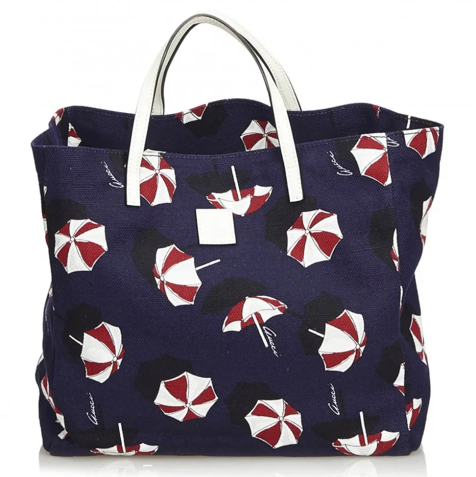 Gucci Vintage - Printed Nylon Tote Bag - Blue - Leather Handbag - Luxury High Quality - Avvenice