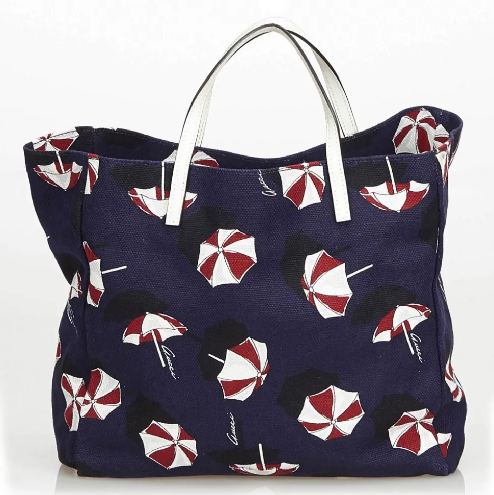 Gucci Vintage - Printed Nylon Tote Bag - Blue - Leather Handbag - Luxury High Quality - Avvenice