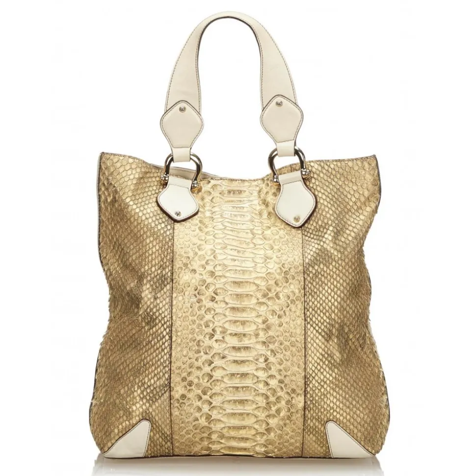 Gucci Vintage - Python Creole Tote Bag - Brown - Leather Handbag - Luxury High Quality - Avvenice