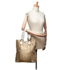 Gucci Vintage - Python Creole Tote Bag - Brown - Leather Handbag - Luxury High Quality - Avvenice