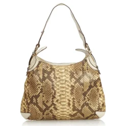 Gucci Vintage - Python Leather Horsebit Creole Shoulder Bag - Brown - Leather Handbag - Luxury High Quality - Avvenice
