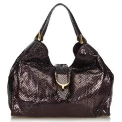 Gucci Vintage - Python Soft Stirrup Shoulder Bag - Brown - Python Leather Handbag - Luxury High Quality - Avvenice