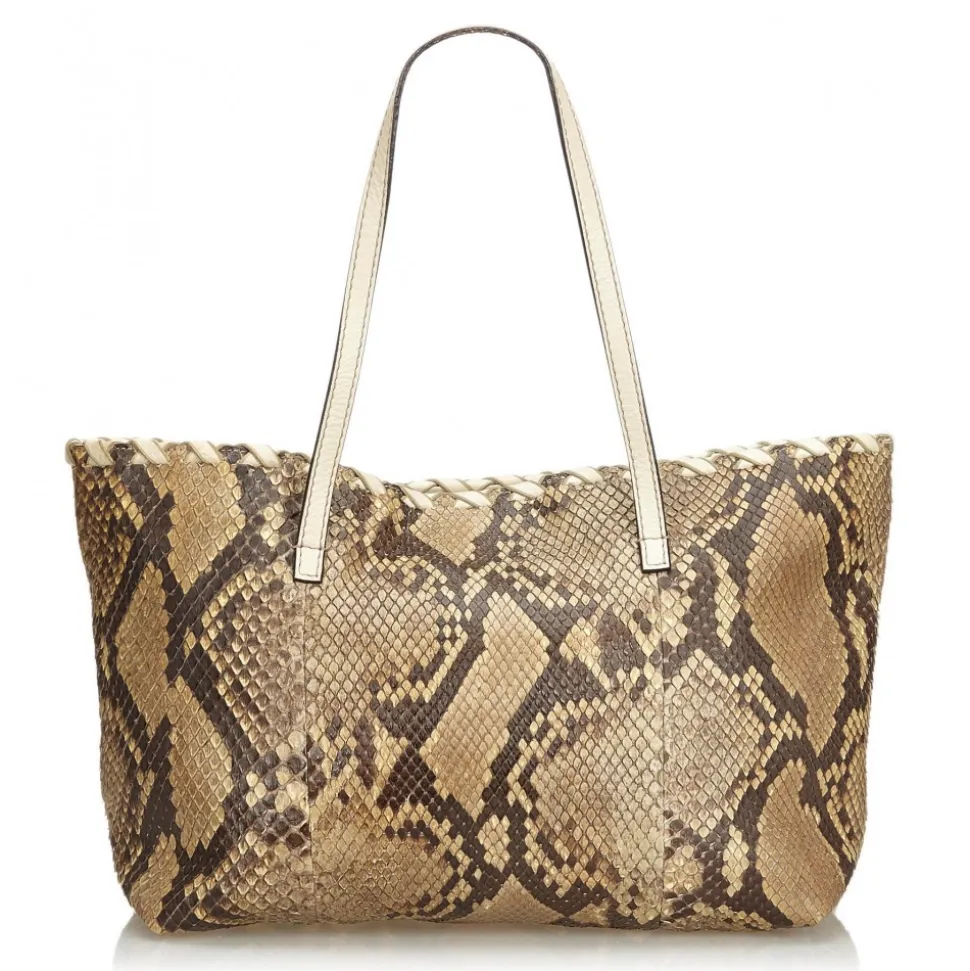 Gucci Vintage - Python Tote Bag - Brown - Python Leather Handbag - Luxury High Quality - Avvenice