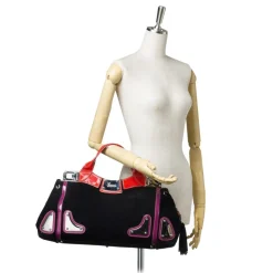 Gucci Vintage - Suede Race Handbag Bag - Black - Leather Handbag - Luxury High Quality - Avvenice