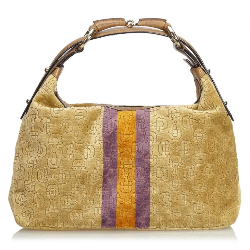 Gucci Vintage - Velour Horsebit Hobo Bag - Brown - Leather Handbag - Luxury High Quality - Avvenice