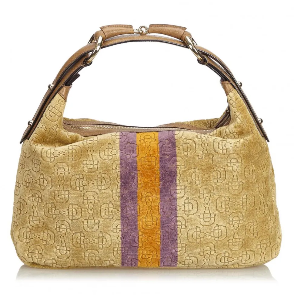 Gucci Vintage - Velour Horsebit Hobo Bag - Brown - Leather Handbag - Luxury High Quality - Avvenice