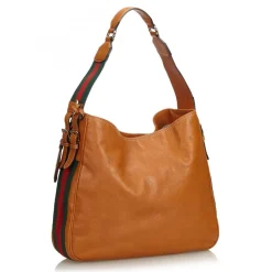 Gucci Vintage - Web Leather Heritage Hobo Bag - Brown - Leather Handbag - Luxury High Quality - Avvenice