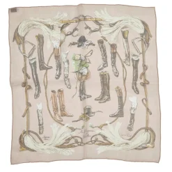 Hermès Vintage - A Propos De Bottes Silk Scarf - Brown Beige - Silk Foulard - Luxury High Quality - Avvenice