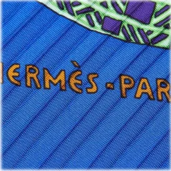 Hermès Vintage - Art Des Steppes Silk Scarf - Green Blue Multi - Silk Foulard - Luxury High Quality - Avvenice