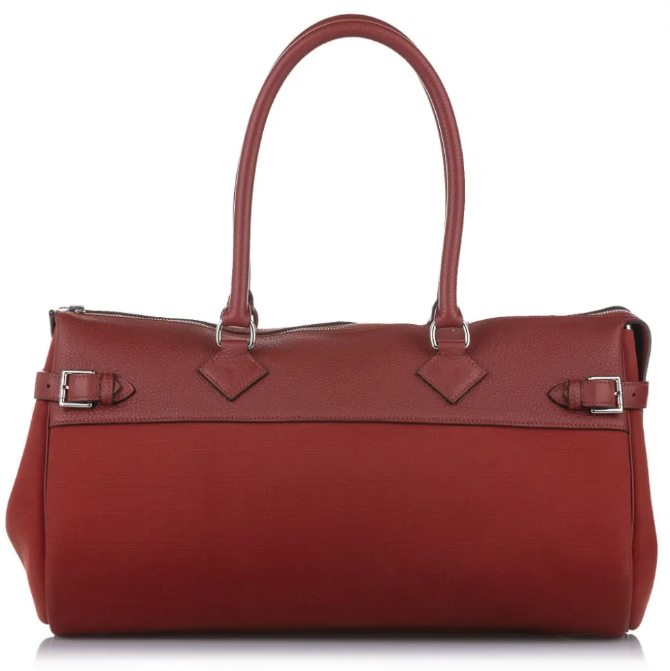 Hermès Vintage - Atlas Canvas Shoulder Bag - Orange Red - Leather Shoulder Bag - Avvenice