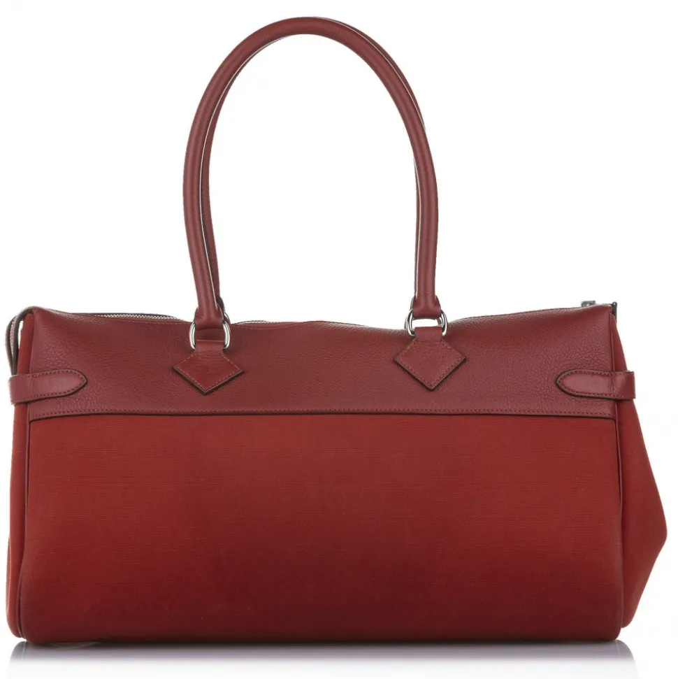 Hermès Vintage - Atlas Canvas Shoulder Bag - Orange Red - Leather Shoulder Bag - Avvenice