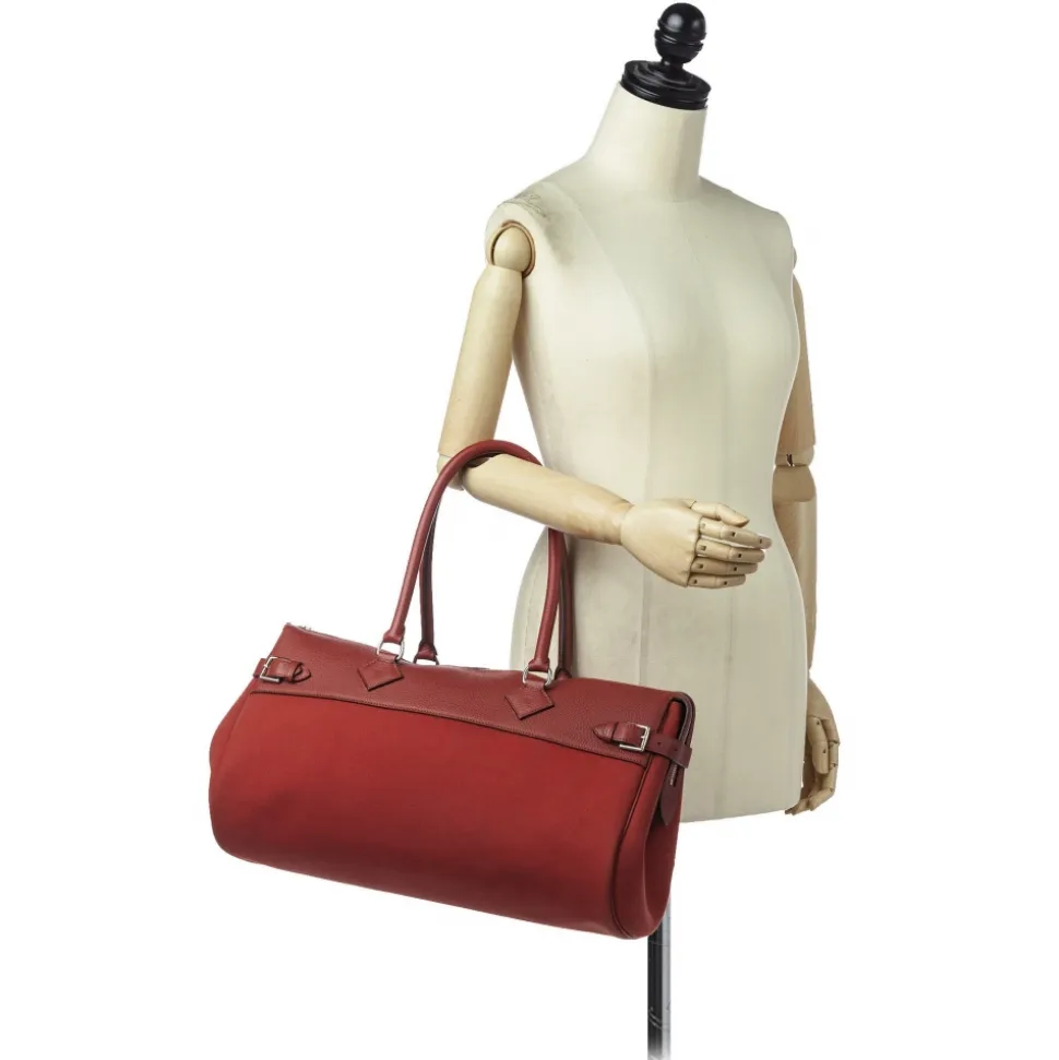 Hermès Vintage - Atlas Canvas Shoulder Bag - Orange Red - Leather Shoulder Bag - Avvenice