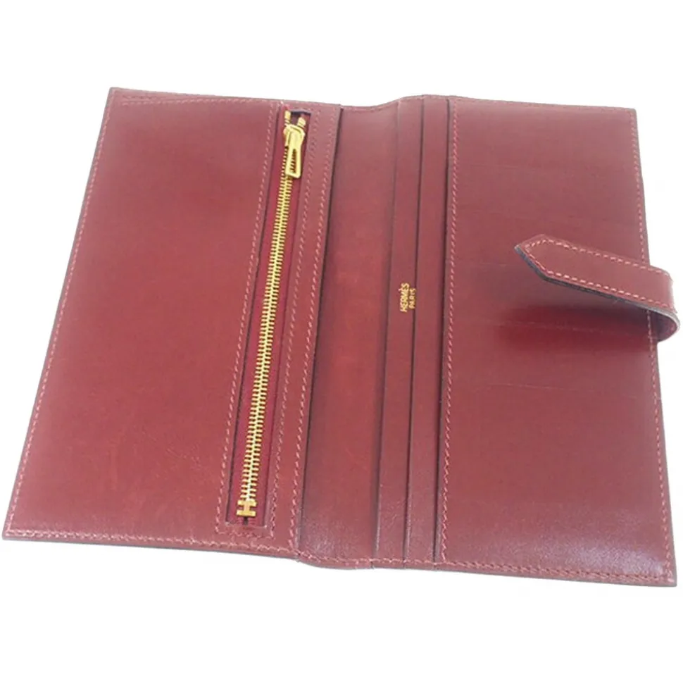 Hermès Vintage - Bearn Soufflet Leather Wallet - Red - Leather Wallet - Avvenice