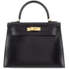 Hermès Vintage - Box Calf Kelly 28 - Black - Leather Handbag - Avvenice