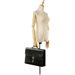 Hermès Vintage - Box Calf Sac a Depeches 38 - Blac - Leather Briefcase - Avvenice