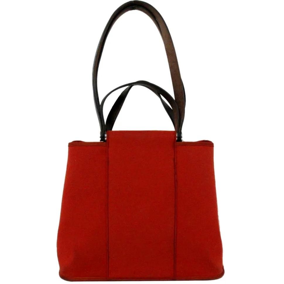 Hermès Vintage - Cabag Elan Canvas Satchel - Red Black - Canvas Bag - Avvenice