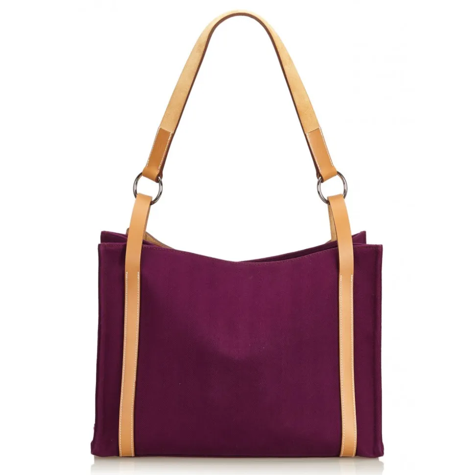 Hermès Vintage - Cabalicol Canvas Tote Bag - Purple Brown - Leather and Canvas Handbag - Luxury High Quality - Avvenice