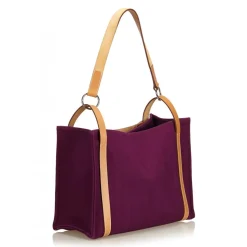 Hermès Vintage - Cabalicol Canvas Tote Bag - Purple Brown - Leather and Canvas Handbag - Luxury High Quality - Avvenice