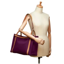 Hermès Vintage - Cabalicol Canvas Tote Bag - Purple Brown - Leather and Canvas Handbag - Luxury High Quality - Avvenice