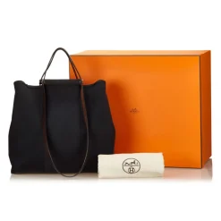 Hermès Vintage - Canvas Cabag Tote Bag - Blue Brown - Leather and Canvas Handbag - Luxury High Quality - Avvenice