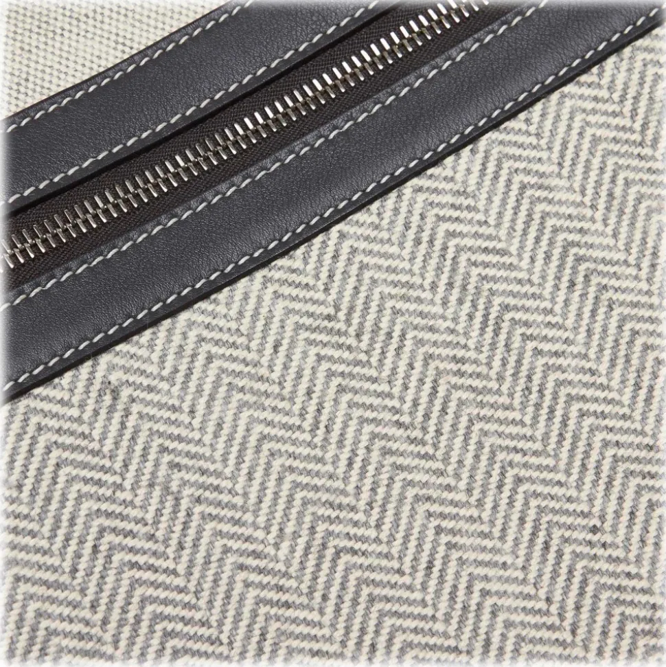 Hermès Vintage - Canvas Tote Bag - Ivory Brown White - Leather and Canvas Handbag - Luxury High Quality - Avvenice