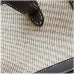 Hermès Vintage - Canvas Tote Bag - Ivory Brown White - Leather and Canvas Handbag - Luxury High Quality - Avvenice